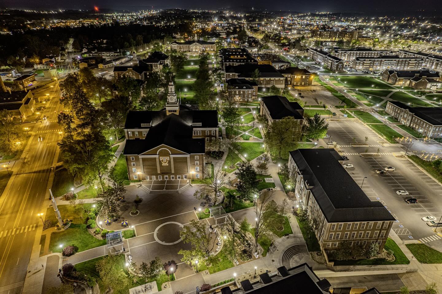 Night aerial view of Cookeville